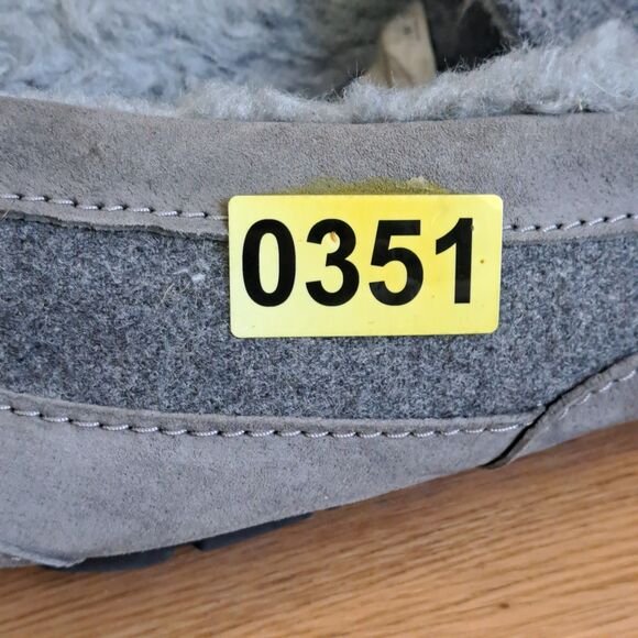 UGG Men’s Ascot Slippers Size 10 Grey Suede UGGplush Fur Lined Slip-On Loafers - Picture 10 of 10